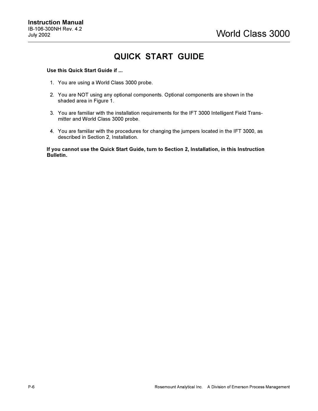 Emerson Process Management 3000 instruction manual Use this Quick Start Guide if 