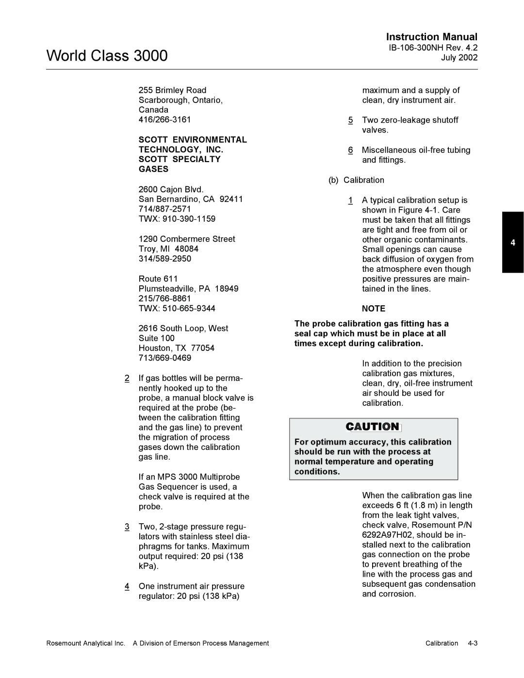 Emerson Process Management 3000 instruction manual Scott Environmental TECHNOLOGY, INC. Scott Specialty Gases 