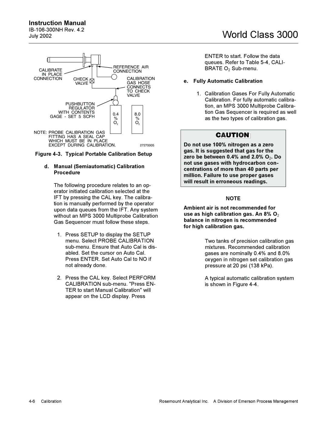 Emerson Process Management 3000 instruction manual Fully Automatic Calibration 