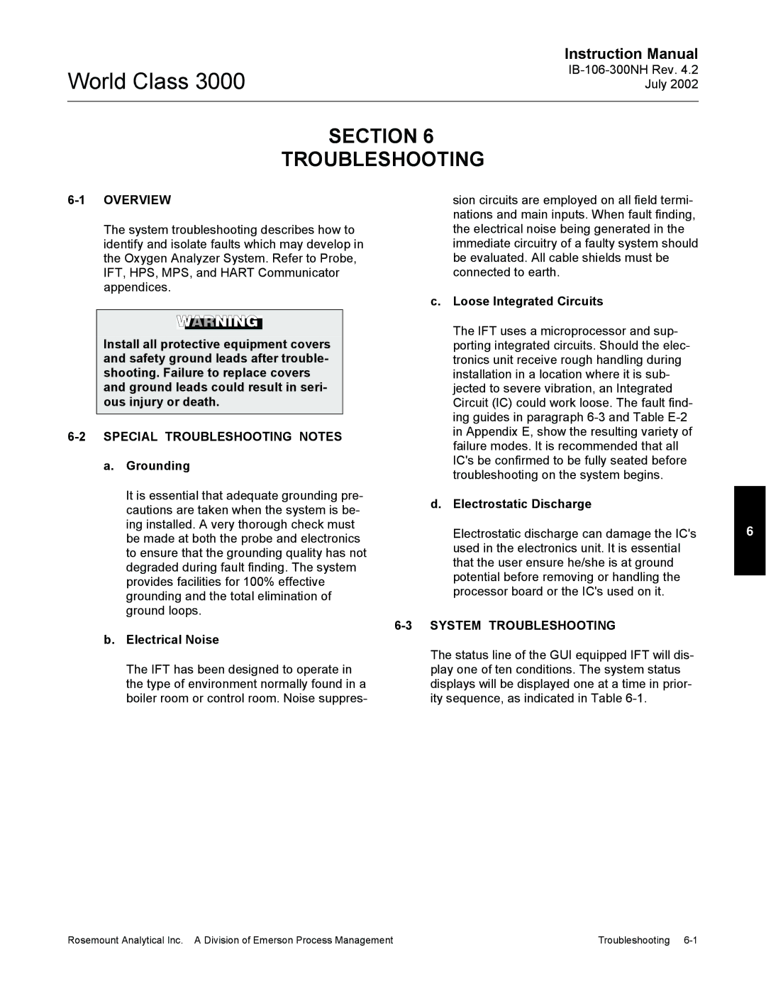 Emerson Process Management 3000 Section Troubleshooting, Special Troubleshooting Notes, System Troubleshooting 