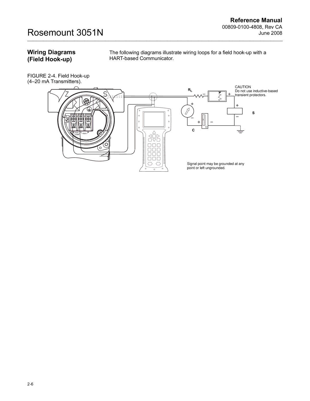 Emerson Process Management 3051N manual Wiring Diagrams Field Hook-up 