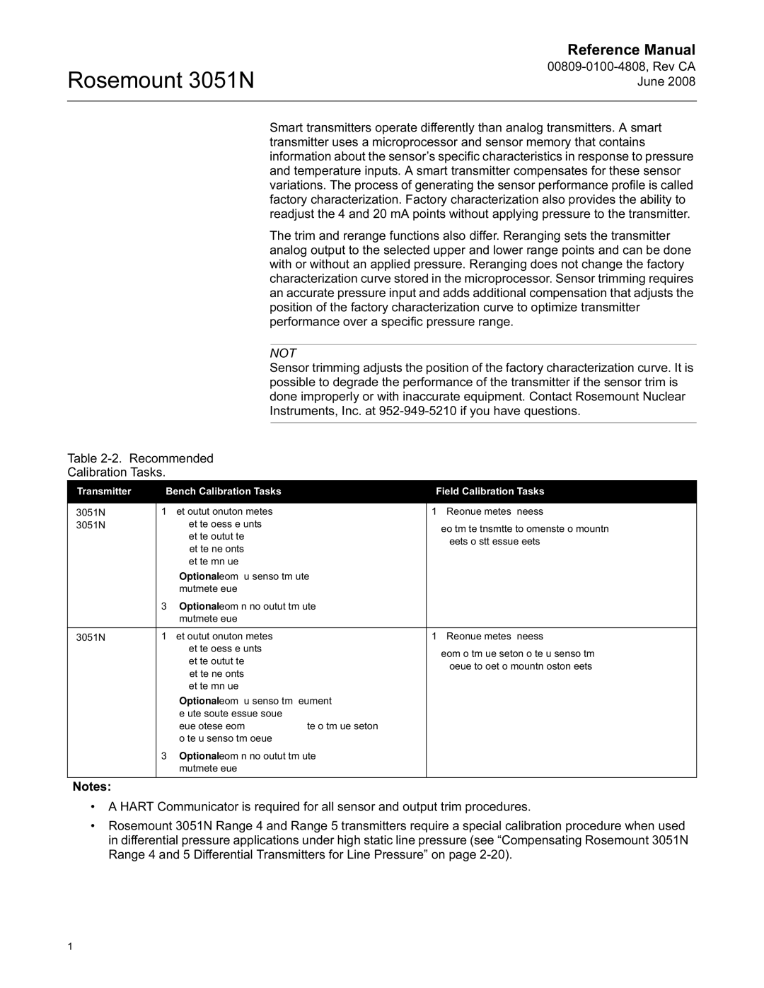 Emerson Process Management 3051N manual Transmitter Bench Calibration Tasks Field Calibration Tasks 