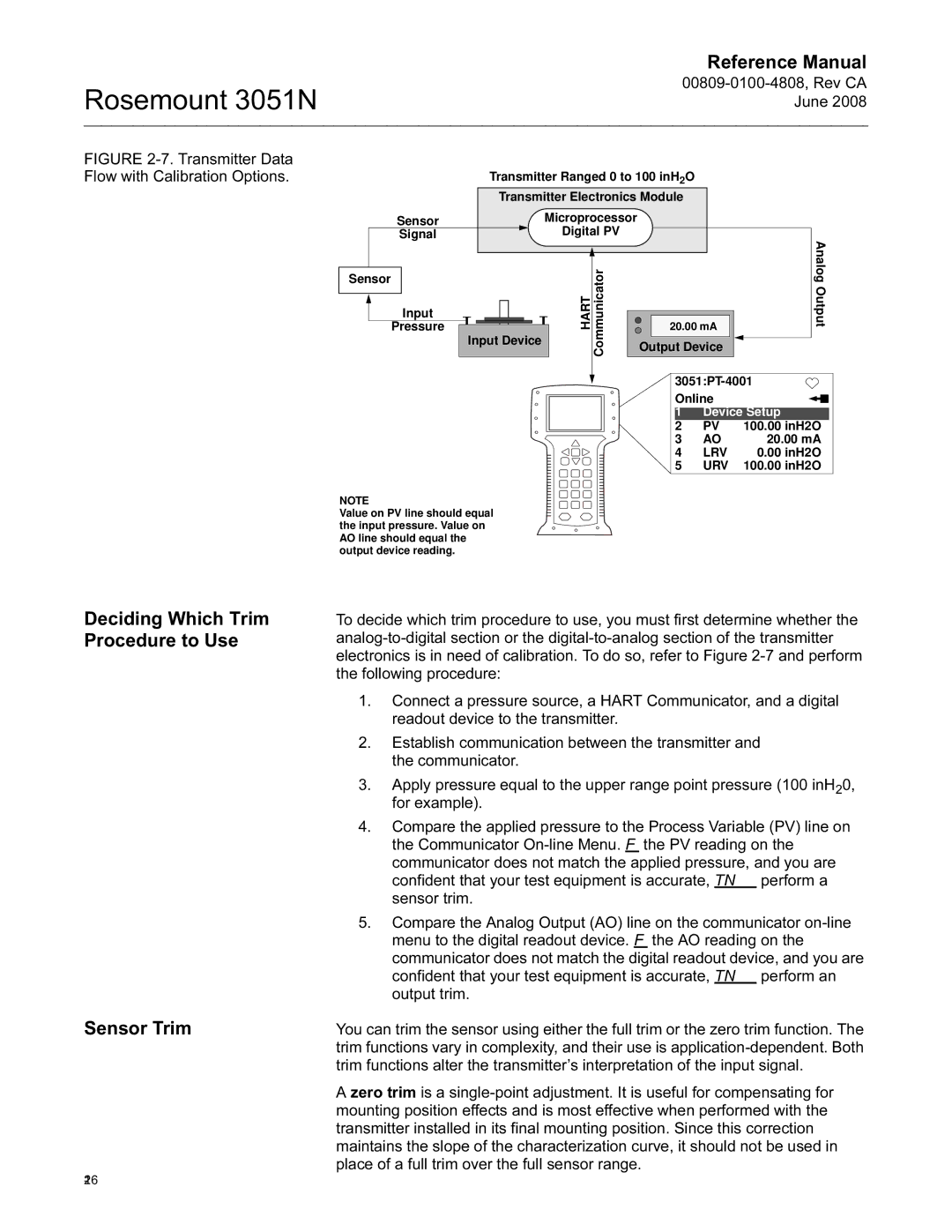 Emerson Process Management 3051N manual Sensor Trim, Urv 