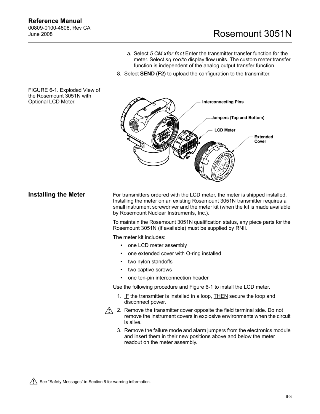 Emerson Process Management manual Installing the Meter, Exploded View of the Rosemount 3051N with Optional LCD Meter 