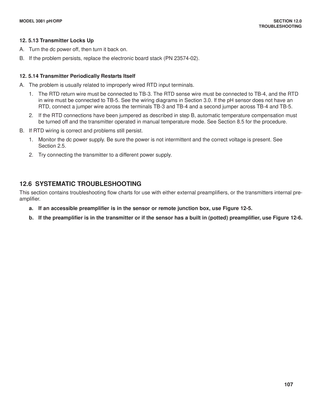 Emerson Process Management 3081 pH/ORP 12 .13 Transmitter Locks Up, 12 .14 Transmitter Periodically Restarts Itself 