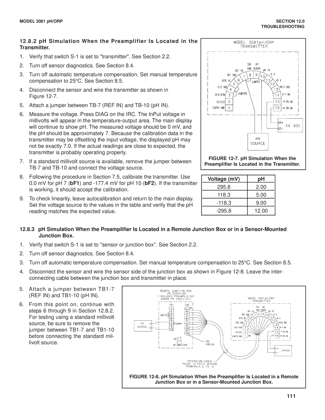 Emerson Process Management 3081 pH/ORP instruction manual Voltage mV, 111 