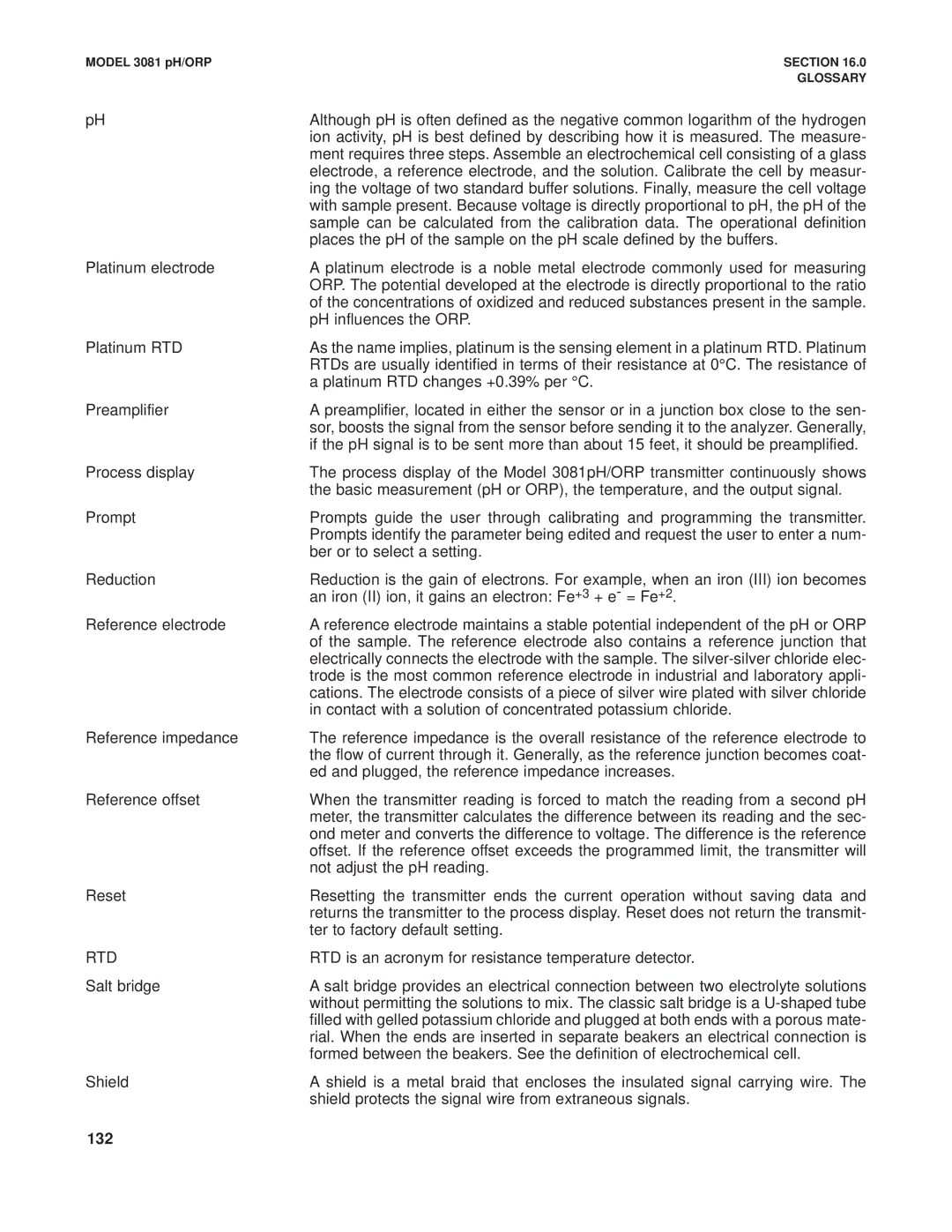 Emerson Process Management 3081 pH/ORP instruction manual Rtd, 132 