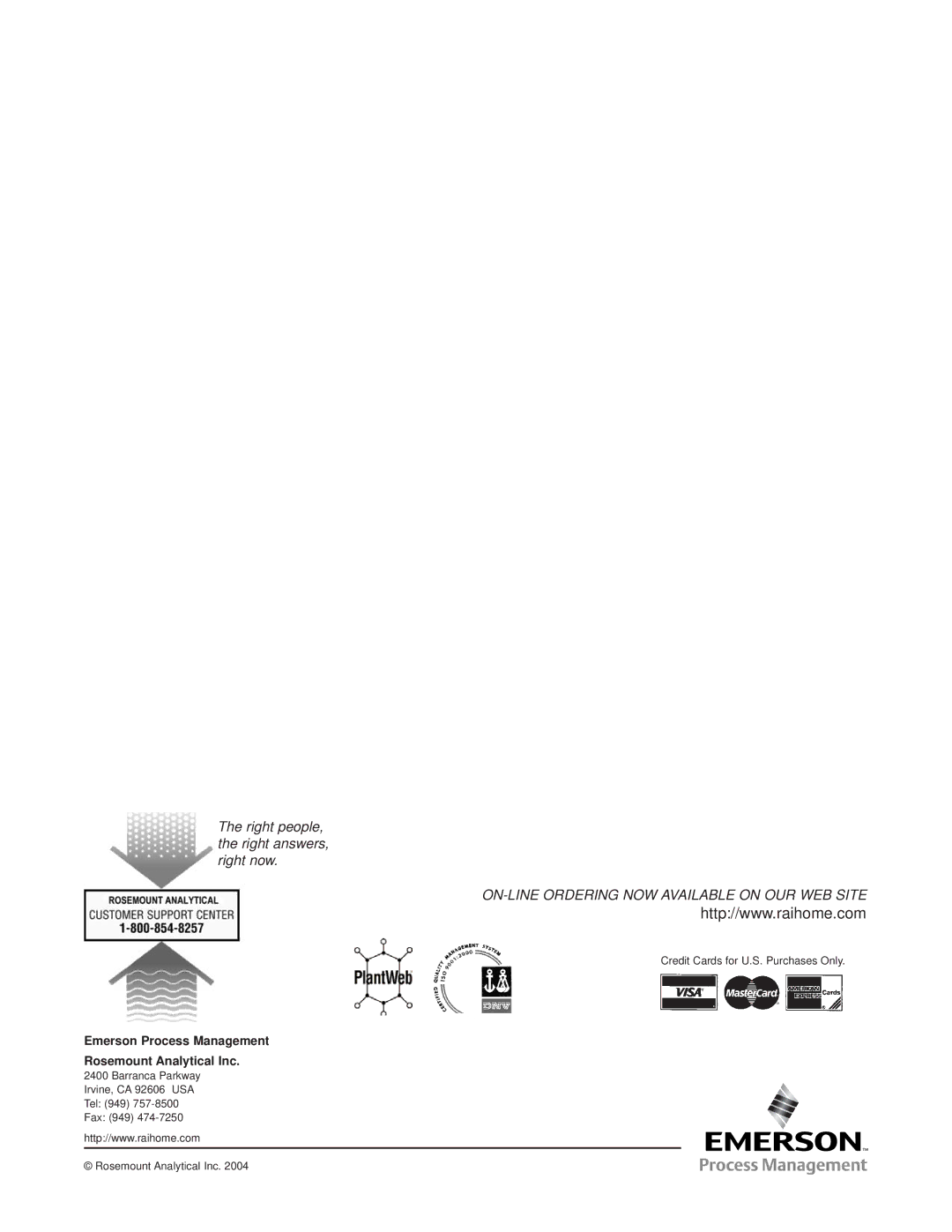 Emerson Process Management 3081 pH/ORP instruction manual ON-LINE Ordering NOW Available on OUR WEB Site 