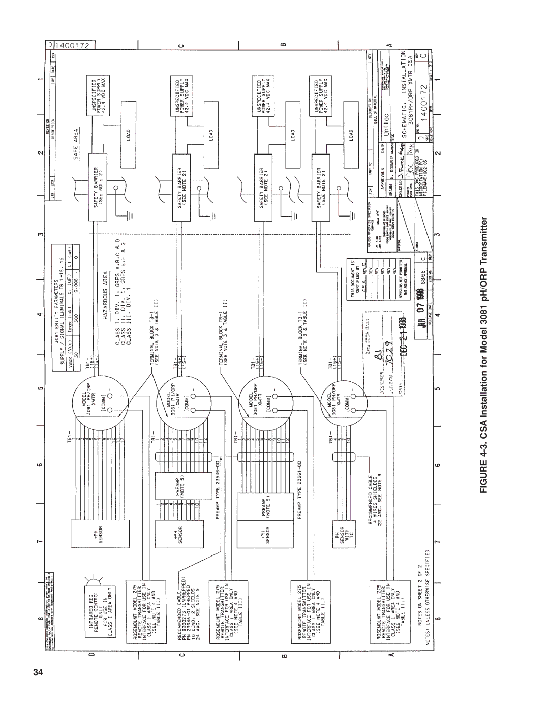 Emerson Process Management 3081 pH/ORP instruction manual 3081Model TransmitterpH/ORP, CSA. forInstallation 