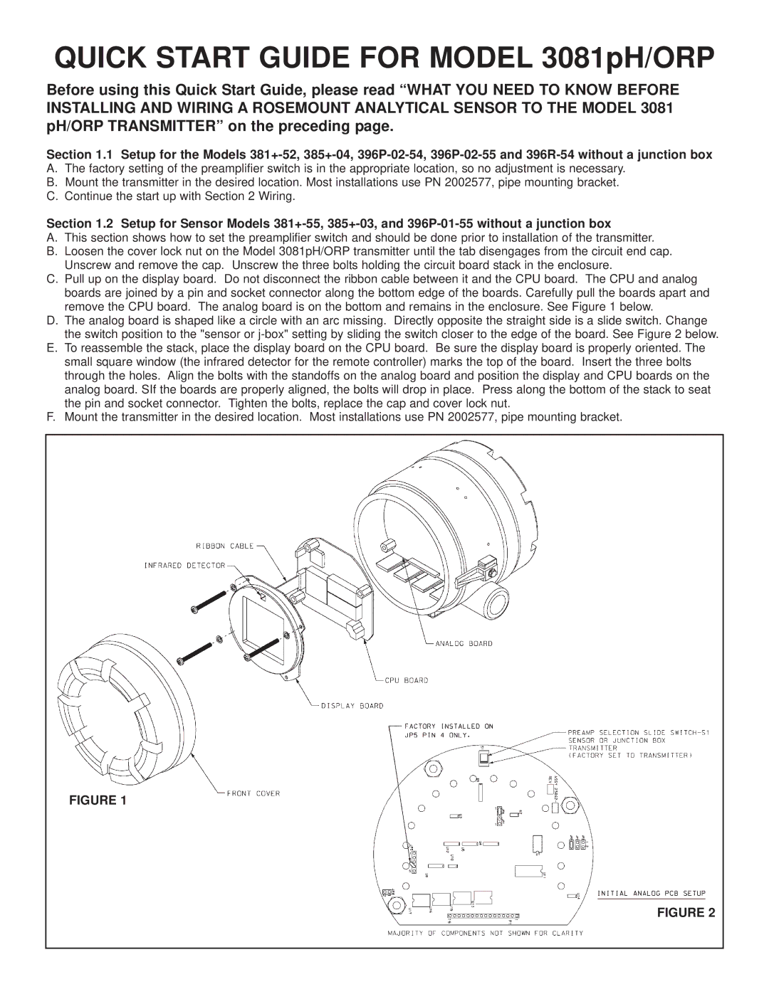 Emerson Process Management 3081 pH/ORP instruction manual Quick Start Guide for Model 3081pH/ORP 