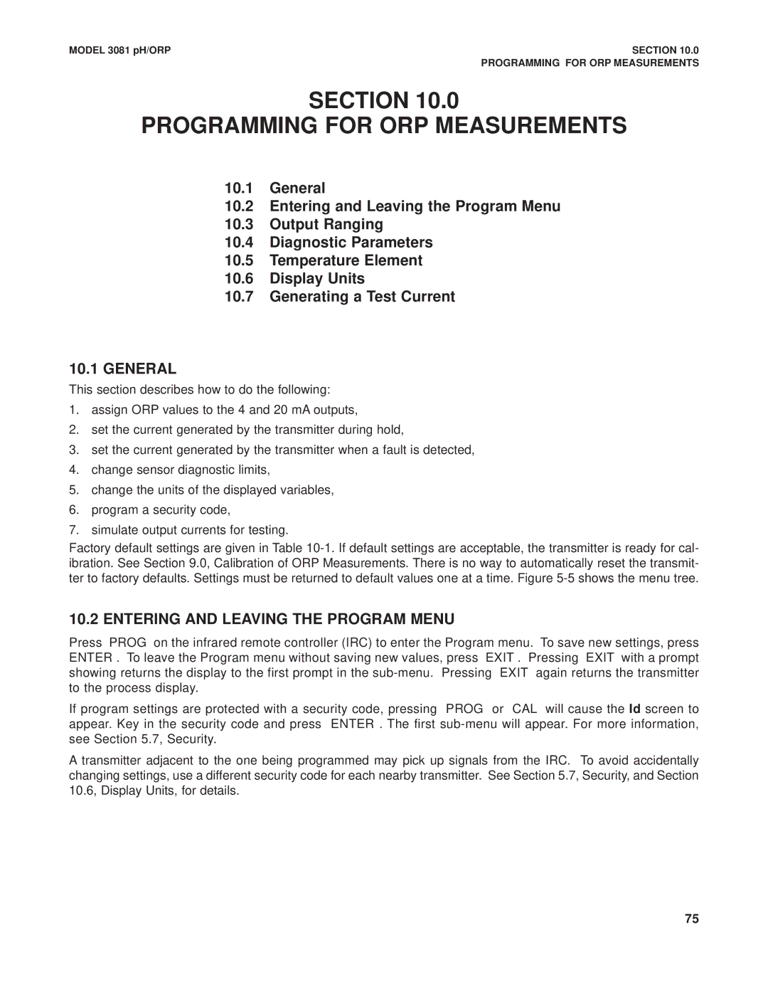 Emerson Process Management 3081 pH/ORP instruction manual Section Programming for ORP Measurements, General 