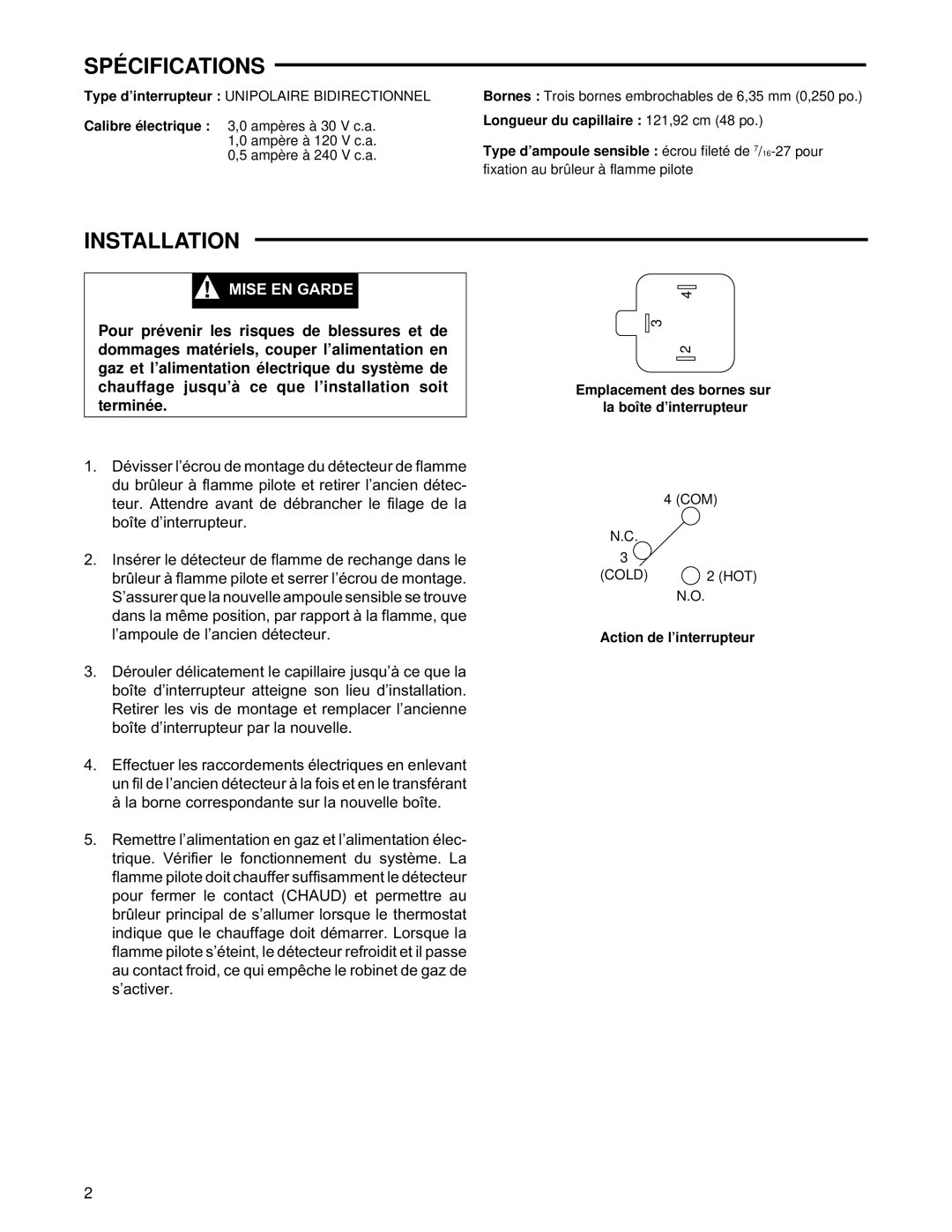 Emerson Process Management 37-5392D installation instructions Spécifications 