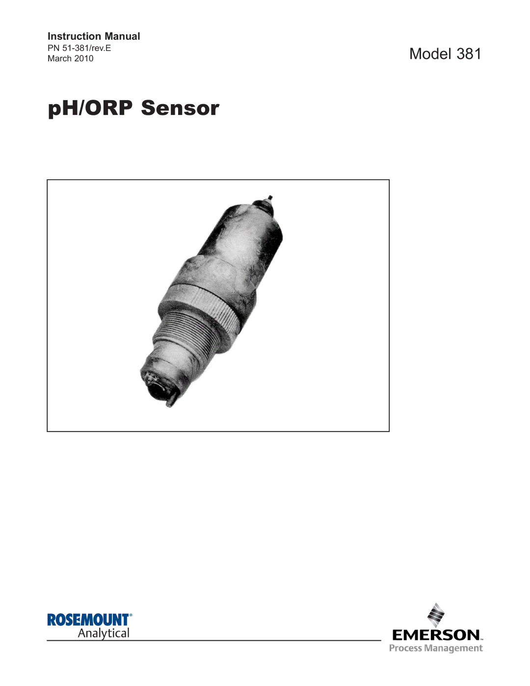 Emerson Process Management 381 instruction manual PH/ORP Sensor 