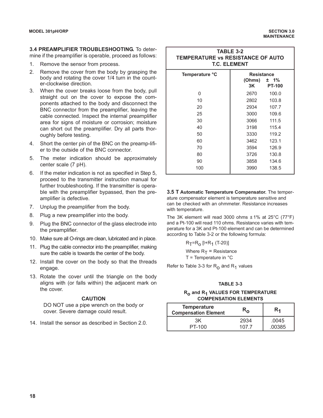 Emerson Process Management 381 instruction manual Temperature vs Resistance of Auto, Element 