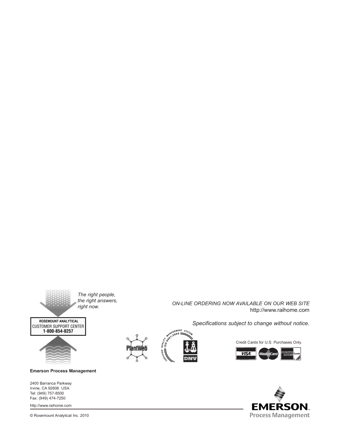 Emerson Process Management 381 instruction manual Specifications subject to change without notice 