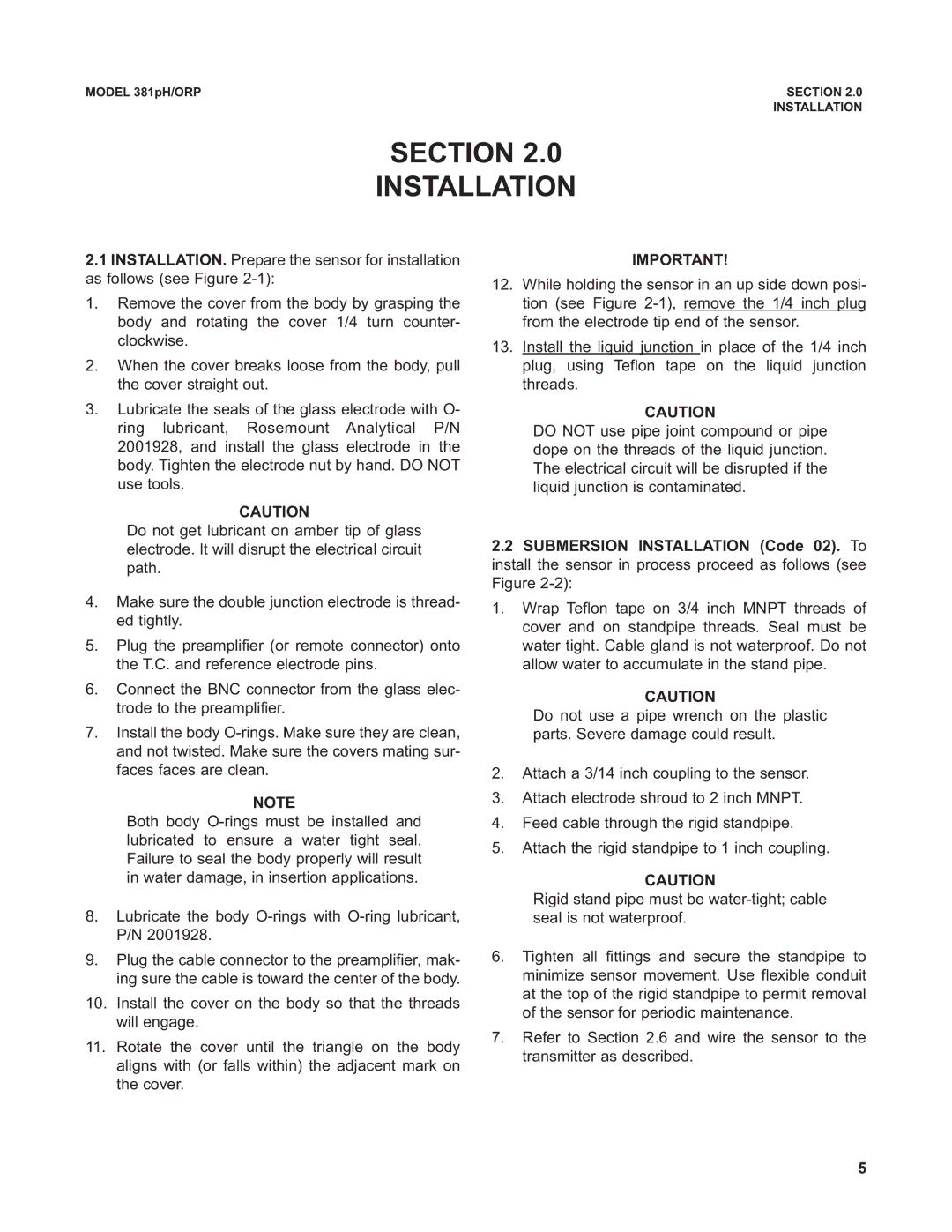 Emerson Process Management 381 instruction manual Section Installation 