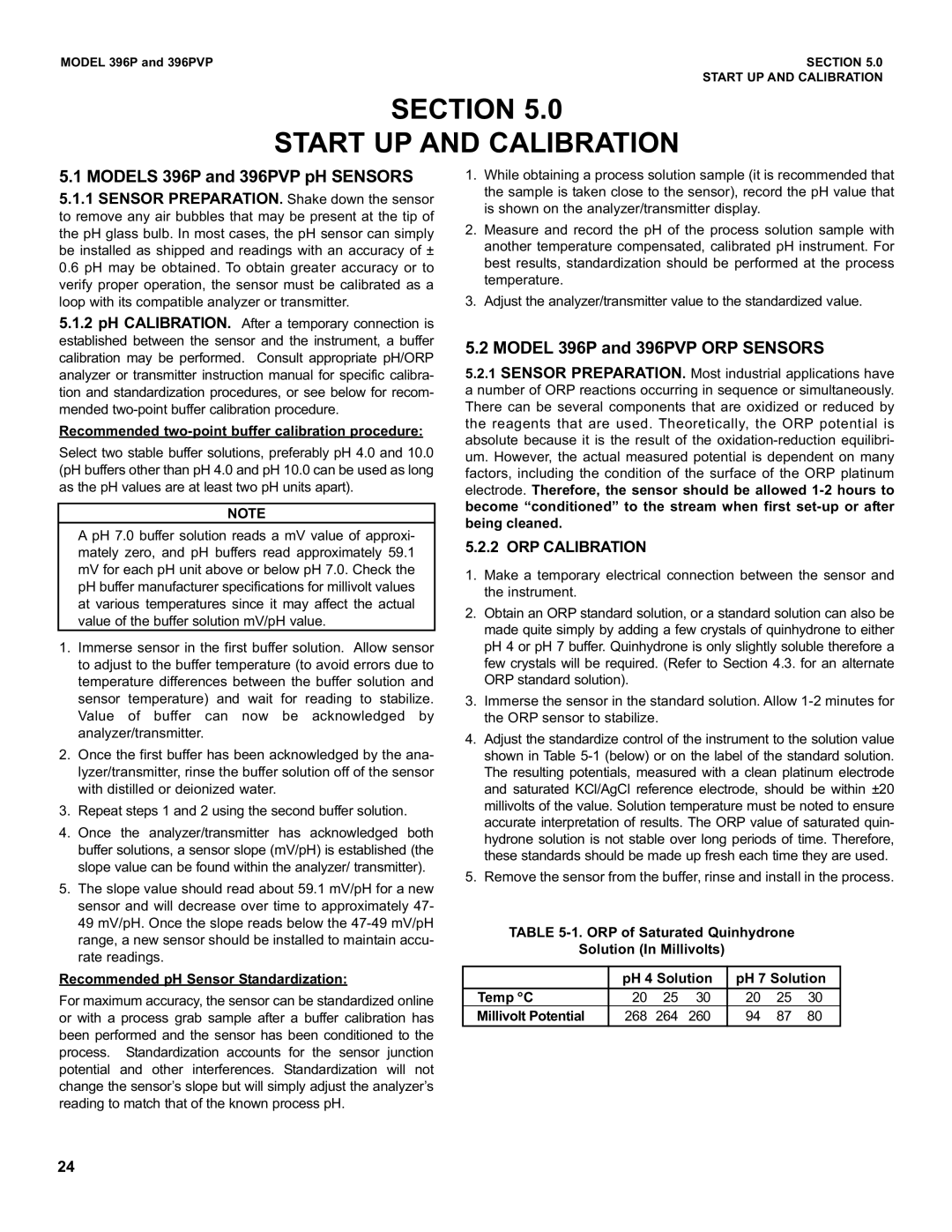 Emerson Process Management 396PVP instruction manual Section Start UP and Calibration, ORP Calibration 