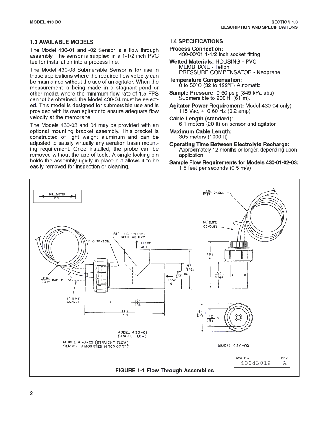 Emerson Process Management 430 DO instruction manual 40043019, Specifications Process Connection, Temperature Compensation 