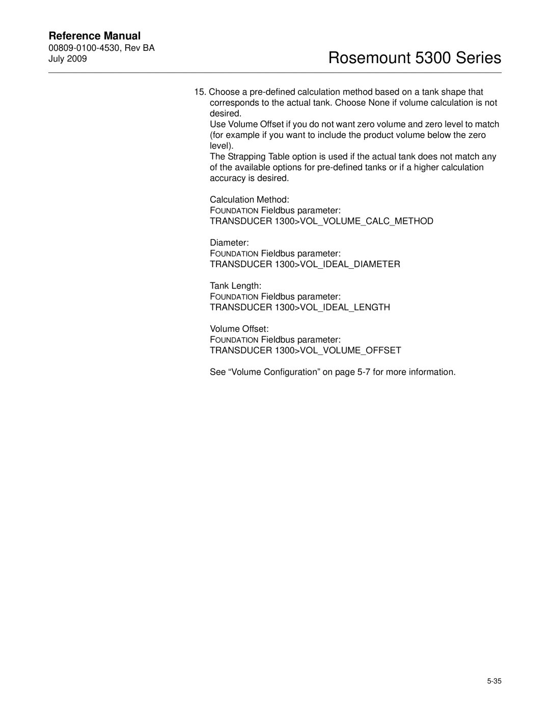 Emerson Process Management 5300 manual Diameter Foundation Fieldbus parameter, Tank Length Foundation Fieldbus parameter 