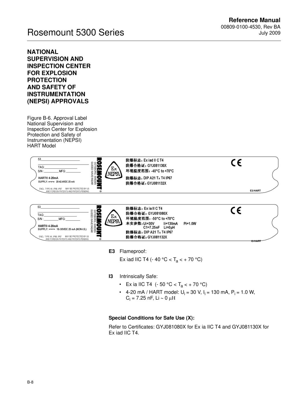 Emerson Process Management 5300 manual E3/HART I3/HART 