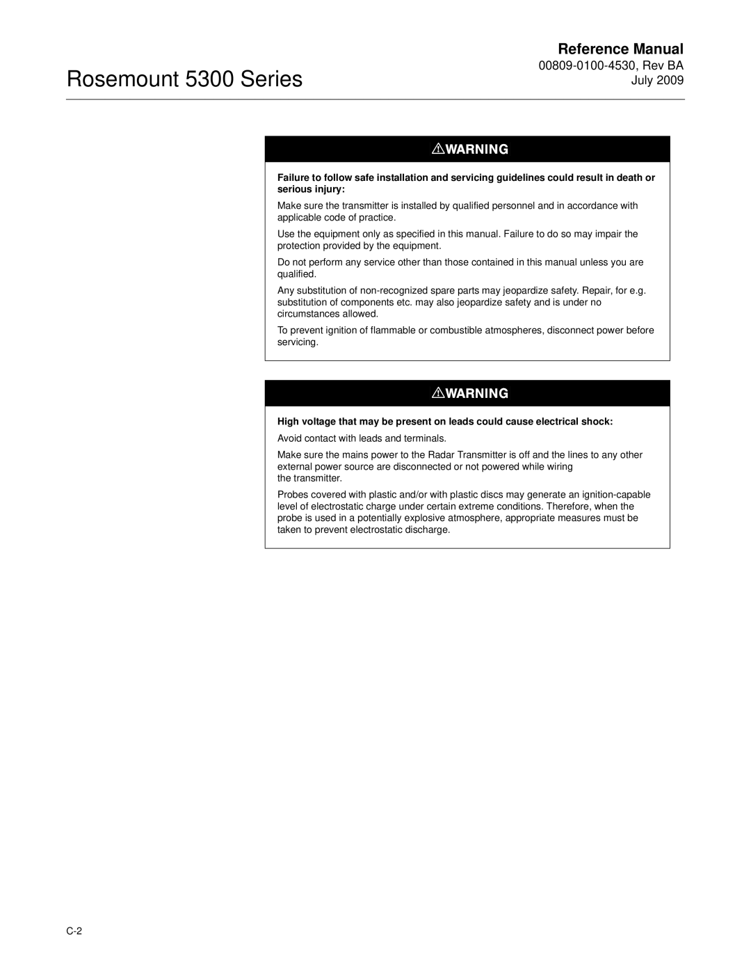 Emerson Process Management manual Rosemount 5300 Series 