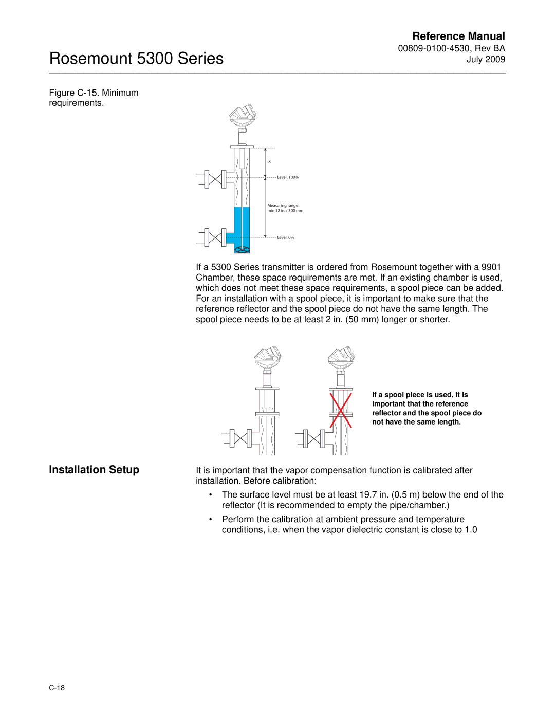 Emerson Process Management 5300 manual Installation Setup, Figure C-15. Minimum requirements 