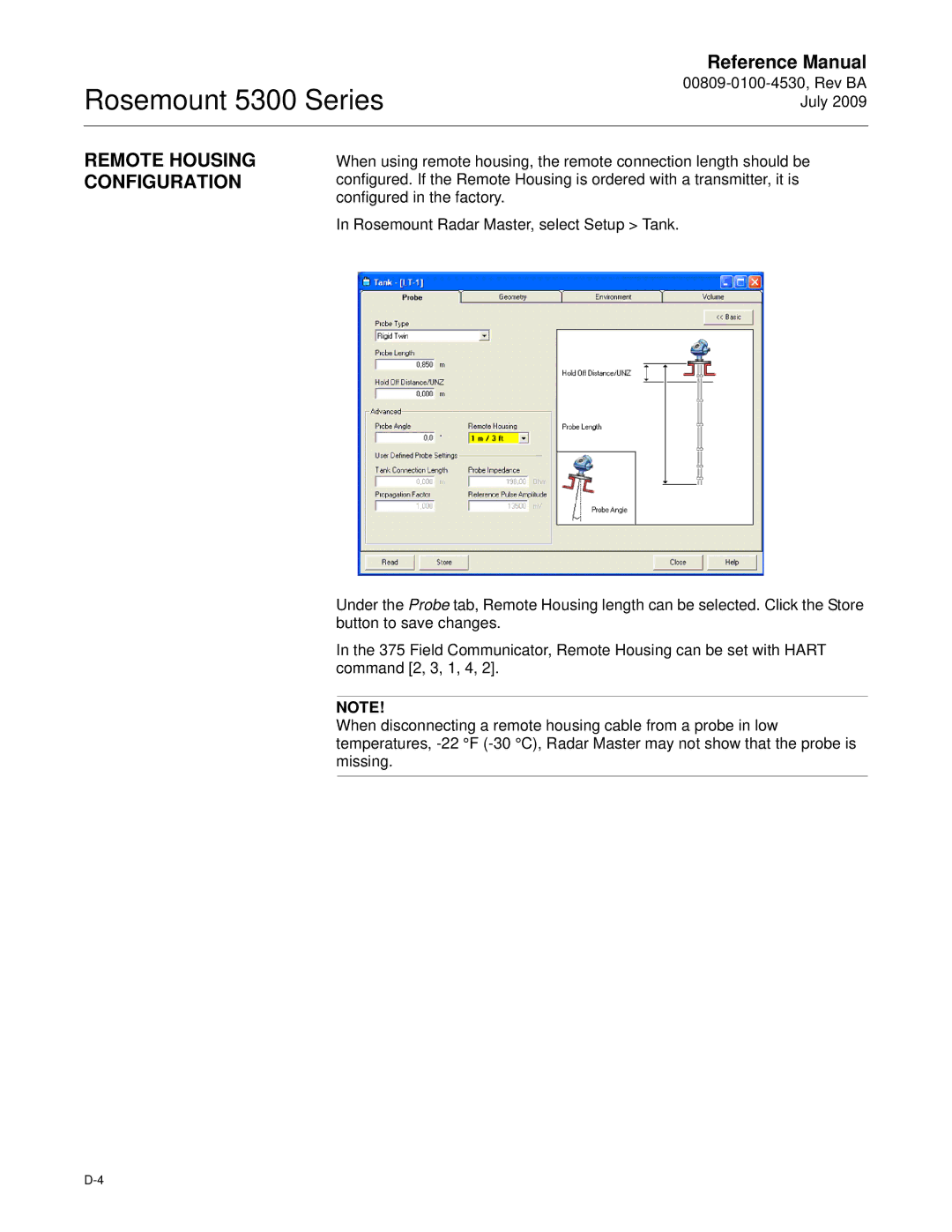 Emerson Process Management 5300 manual Remote Housing Configuration 