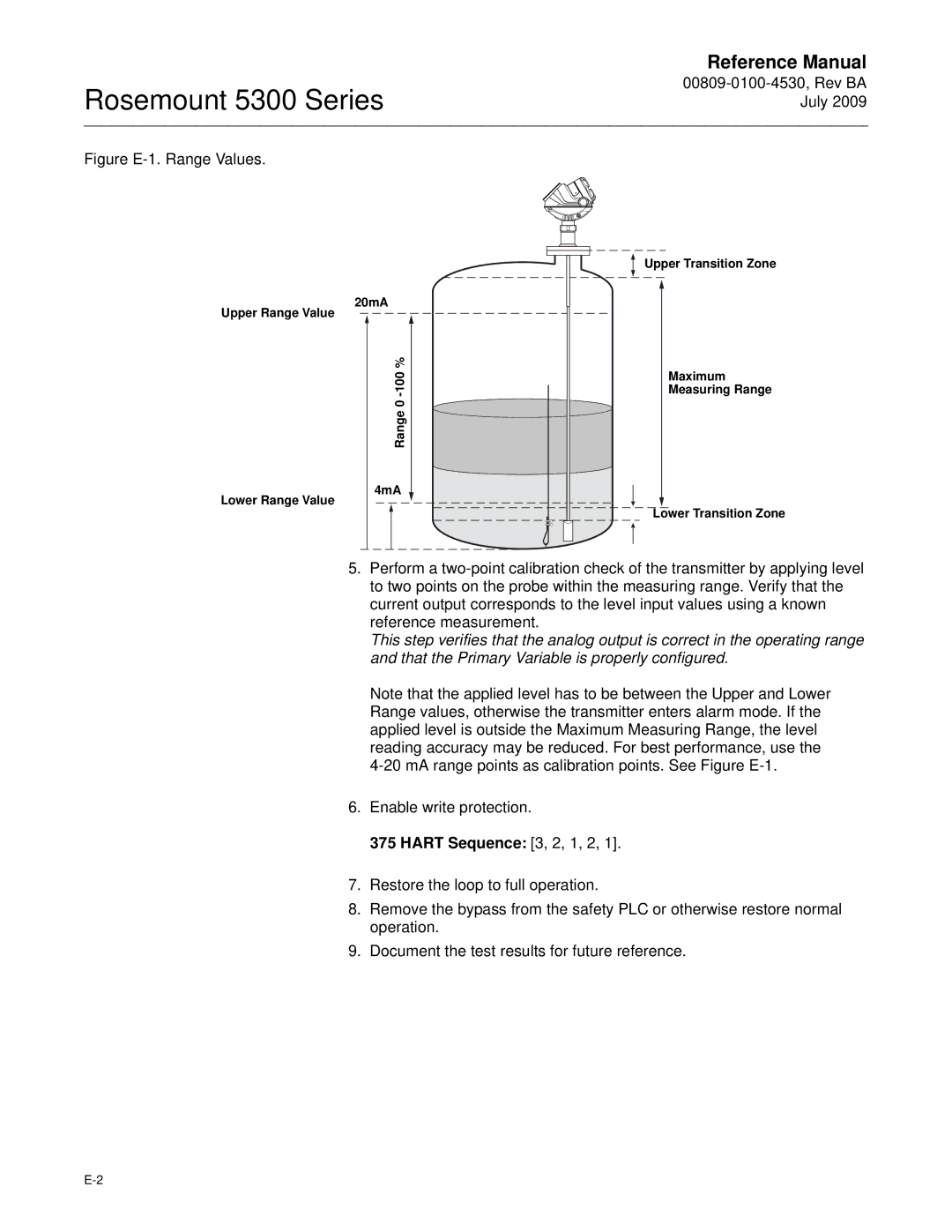 Emerson Process Management 5300 manual Enable write protection, Hart Sequence 3, 2, 1, 2, Range 4mA 