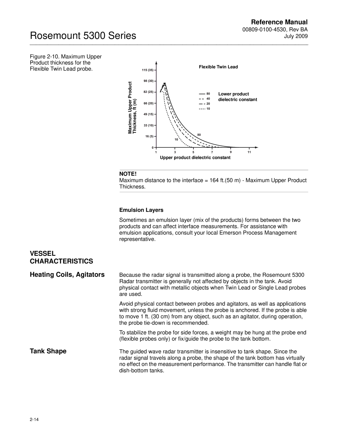 Emerson Process Management 5300 manual Vessel Characteristics, Heating Coils, Agitators Tank Shape, Emulsion Layers 