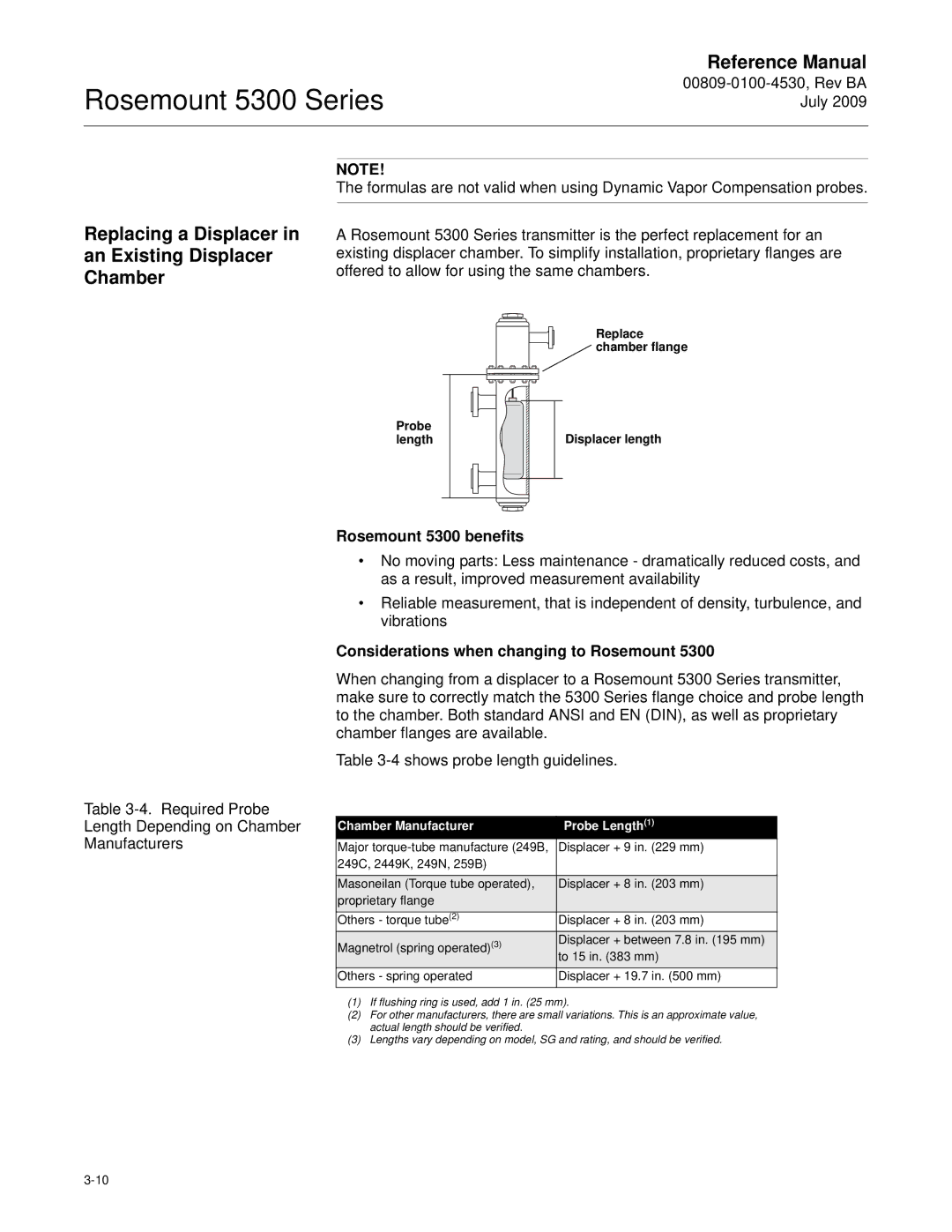 Emerson Process Management manual Replacing a Displacer An Existing Displacer Chamber, Rosemount 5300 benefits 