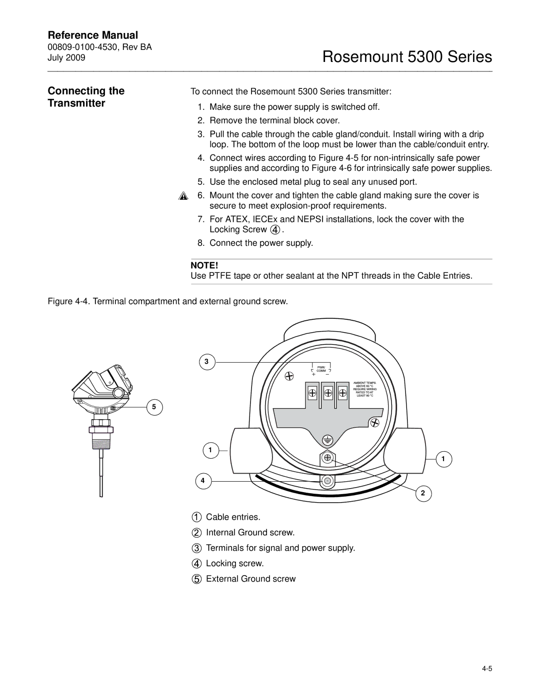 Emerson Process Management 5300 manual Connecting the Transmitter 