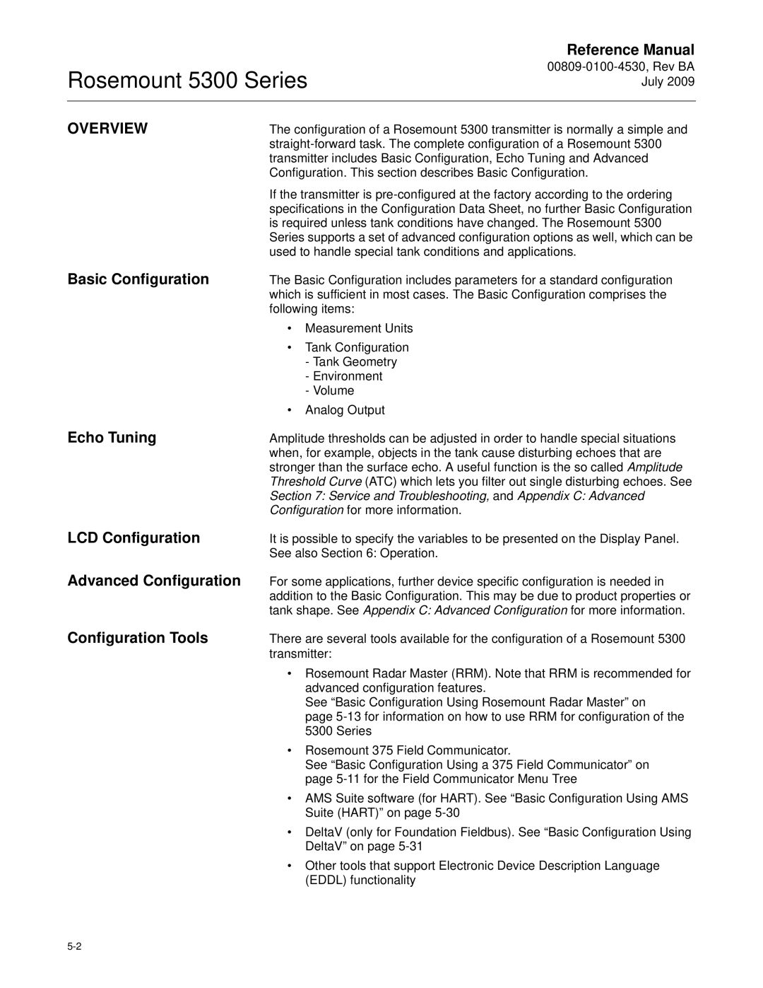 Emerson Process Management 5300 manual Overview 