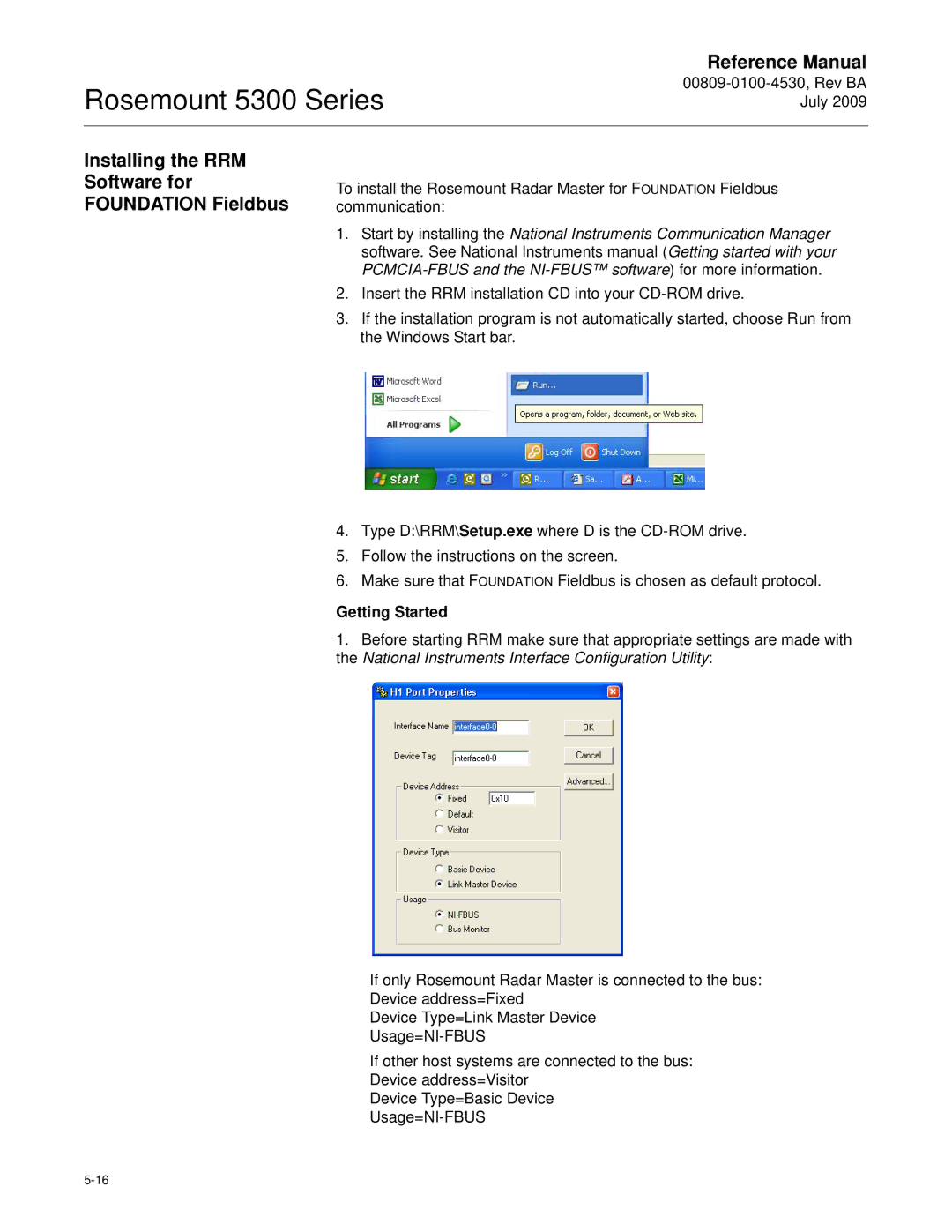 Emerson Process Management 5300 manual Installing the RRM Software for Foundation Fieldbus 