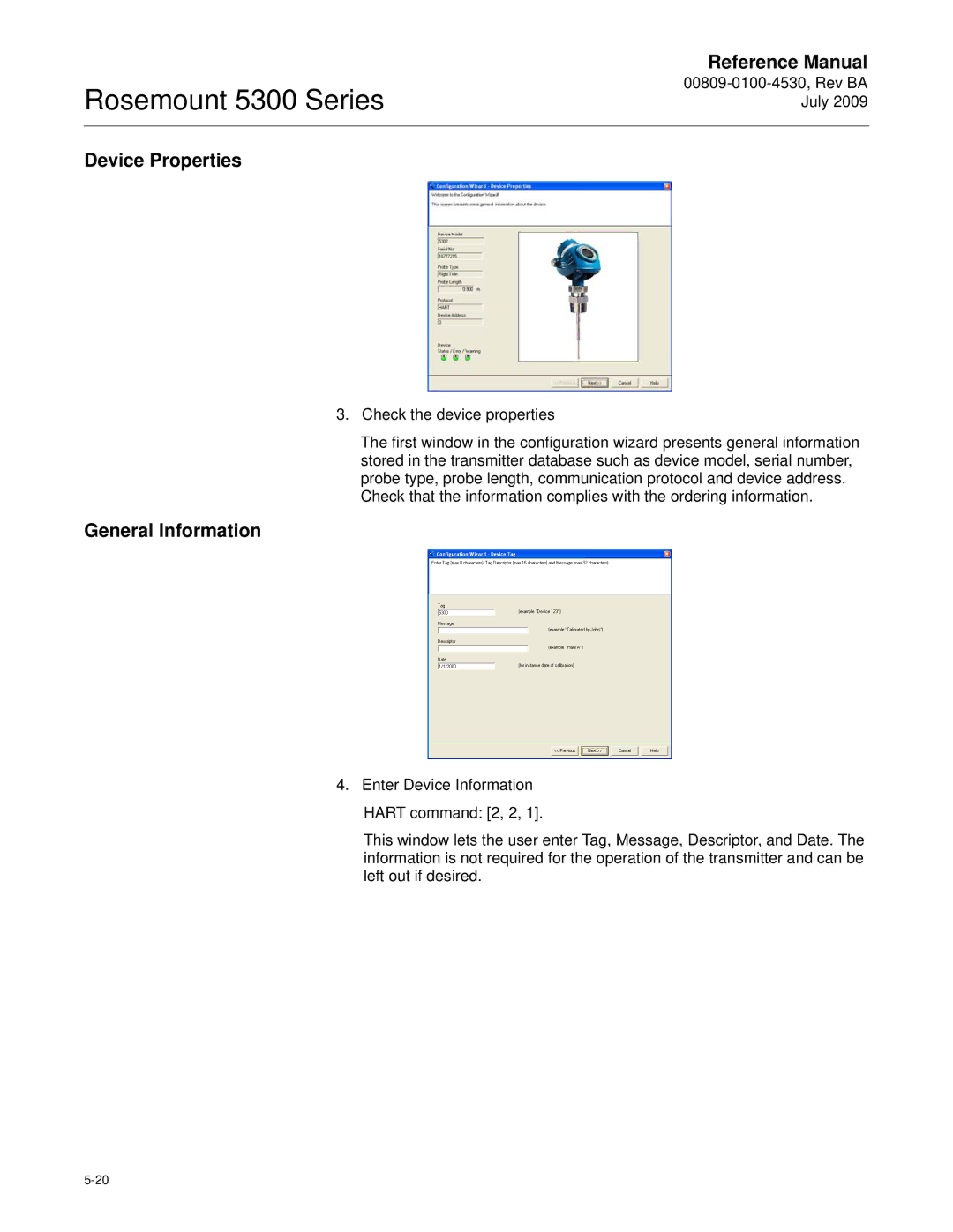 Emerson Process Management 5300 manual Device Properties, General Information 