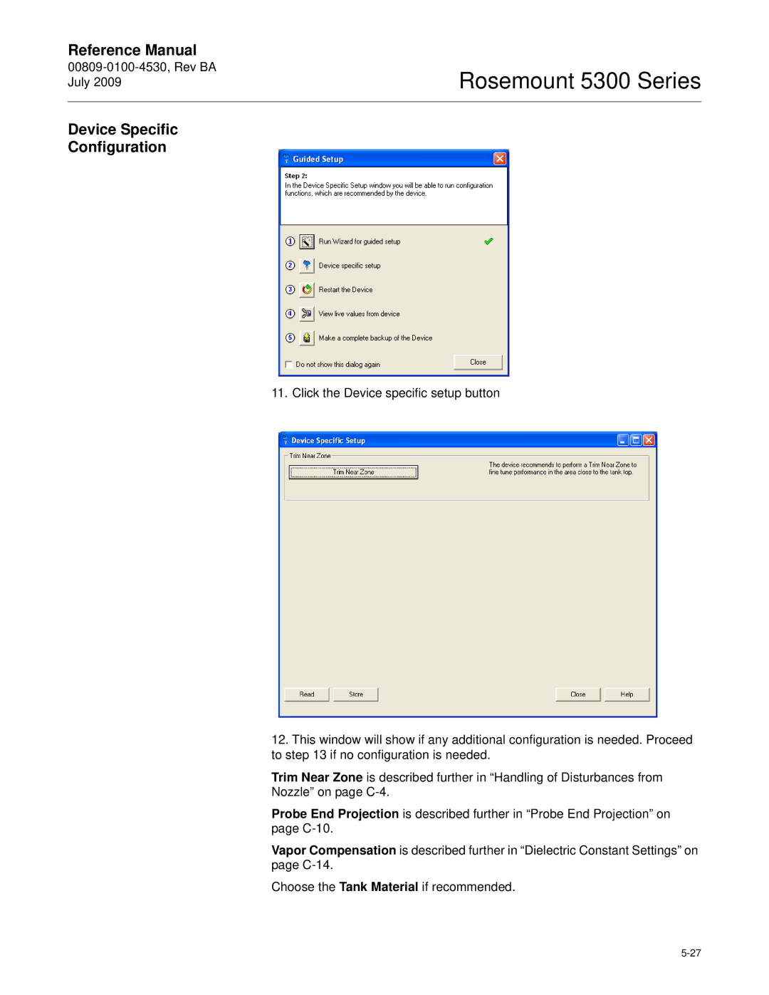 Emerson Process Management 5300 manual Device Specific Configuration 