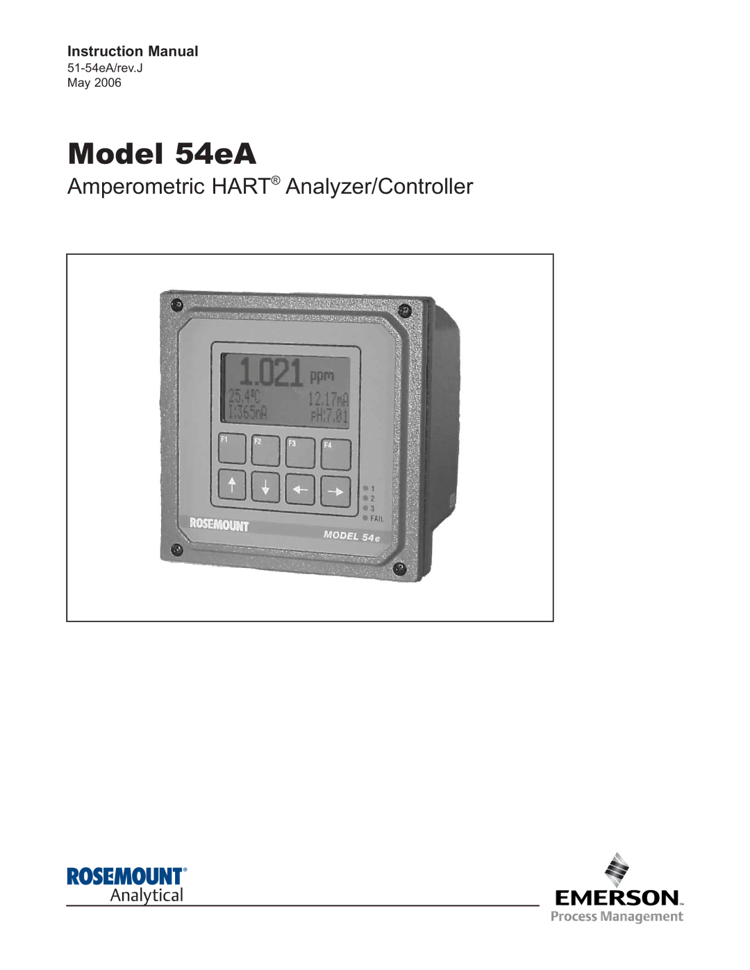 Emerson Process Management 53eA instruction manual Model 54eA, Amperometric Hart Analyzer/Controller 