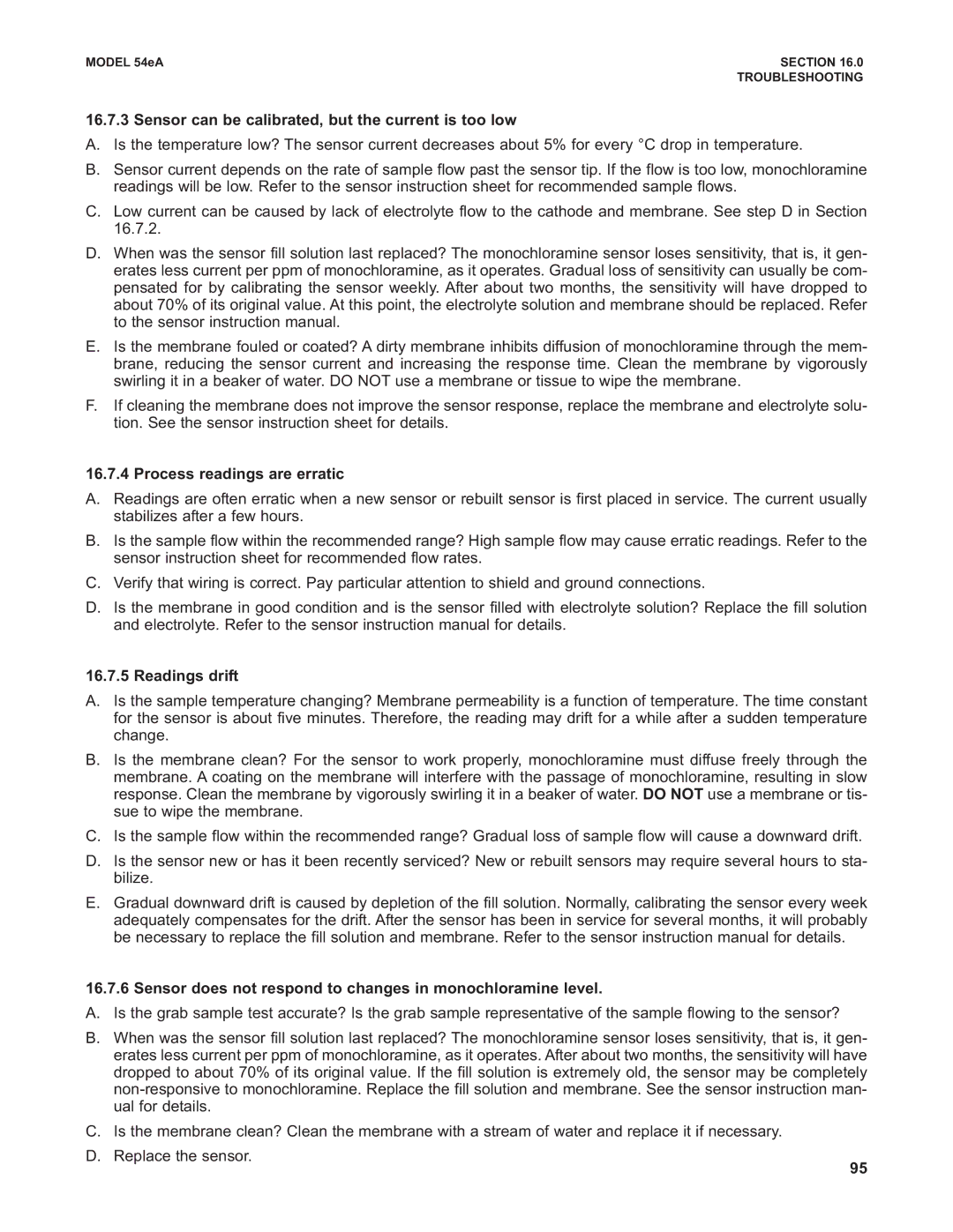 Emerson Process Management 53eA instruction manual Sensor can be calibrated, but the current is too low 