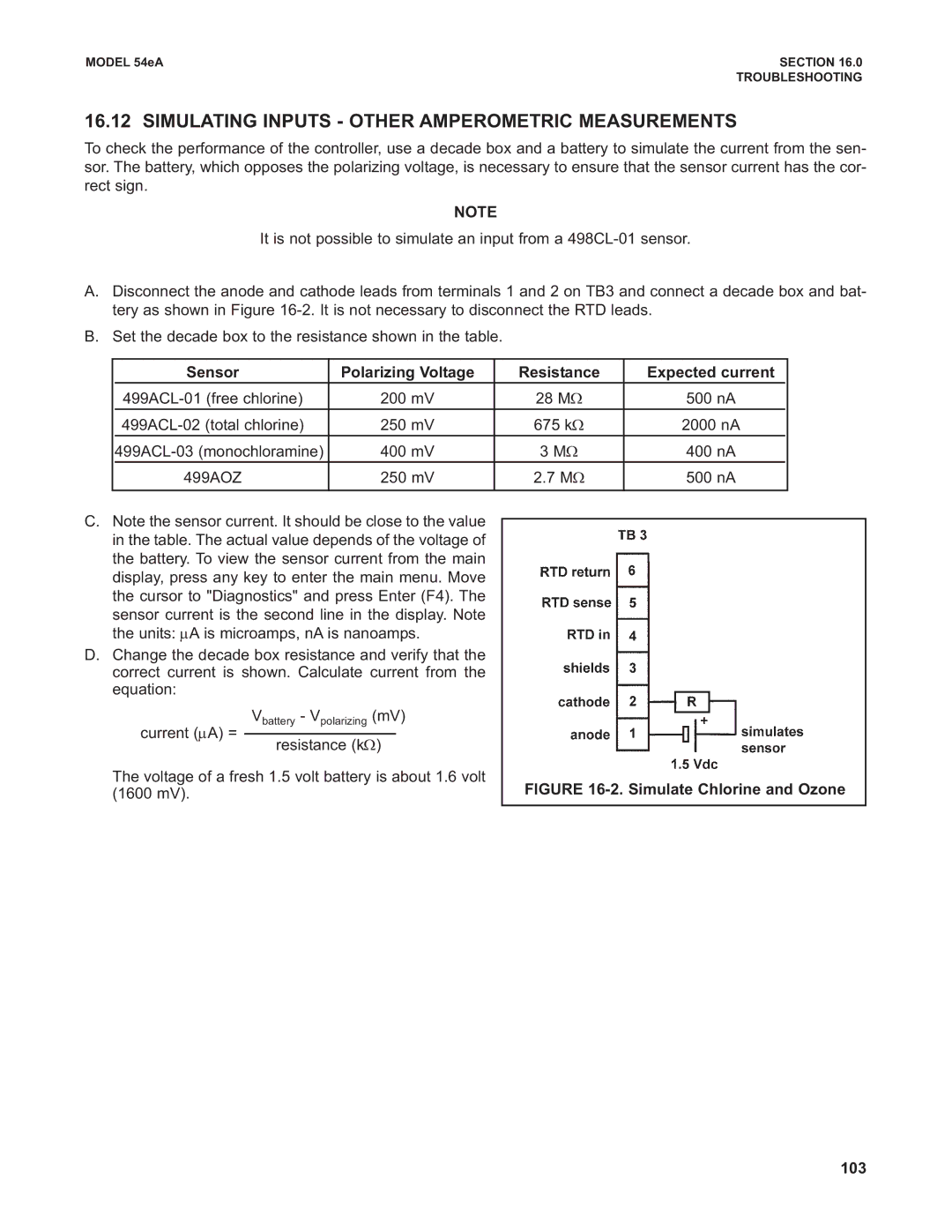 Emerson Process Management 53eA Simulating Inputs Other Amperometric Measurements, Simulate Chlorine and Ozone 103 