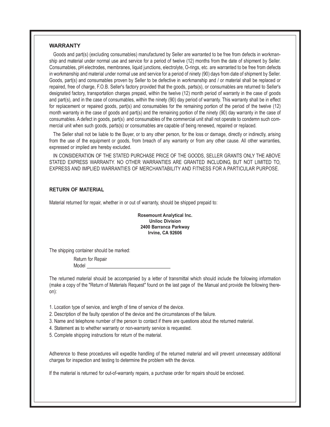 Emerson Process Management 53eA instruction manual Warranty 