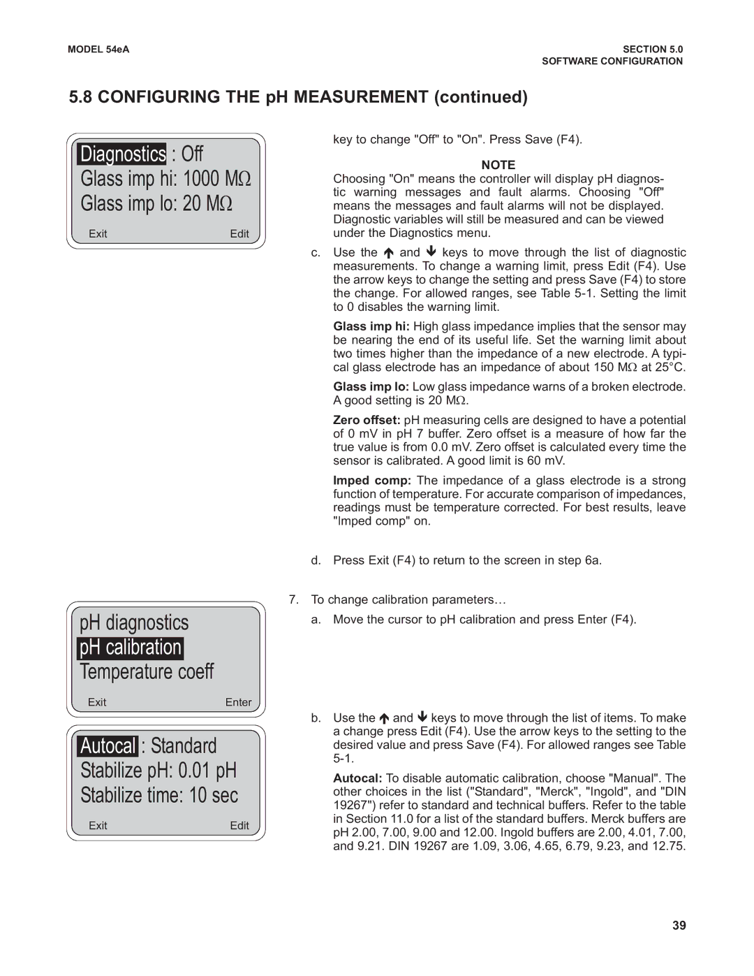 Emerson Process Management 53eA instruction manual Diagnostics Off, Glass imp lo 20 MΩ, Autocal Standard 