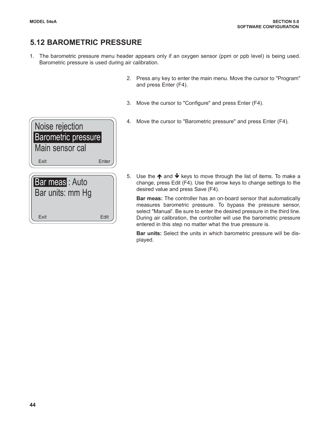 Emerson Process Management 53eA instruction manual Bar meas Auto, Bar units mm Hg, Barometric Pressure 