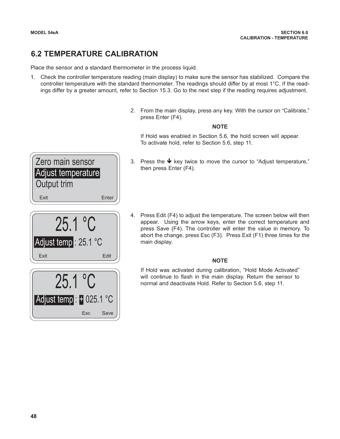 Emerson Process Management 53eA instruction manual Adjust temp + 025.1 C, Temperature Calibration 