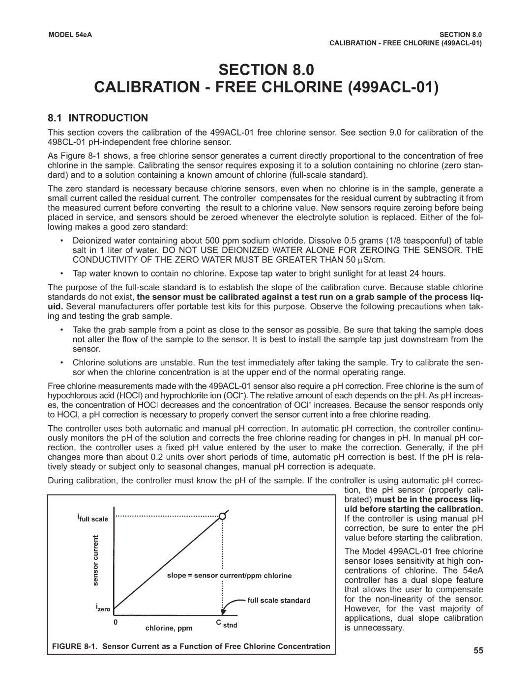 Emerson Process Management 53eA instruction manual Section Calibration Free Chlorine 499ACL-01 