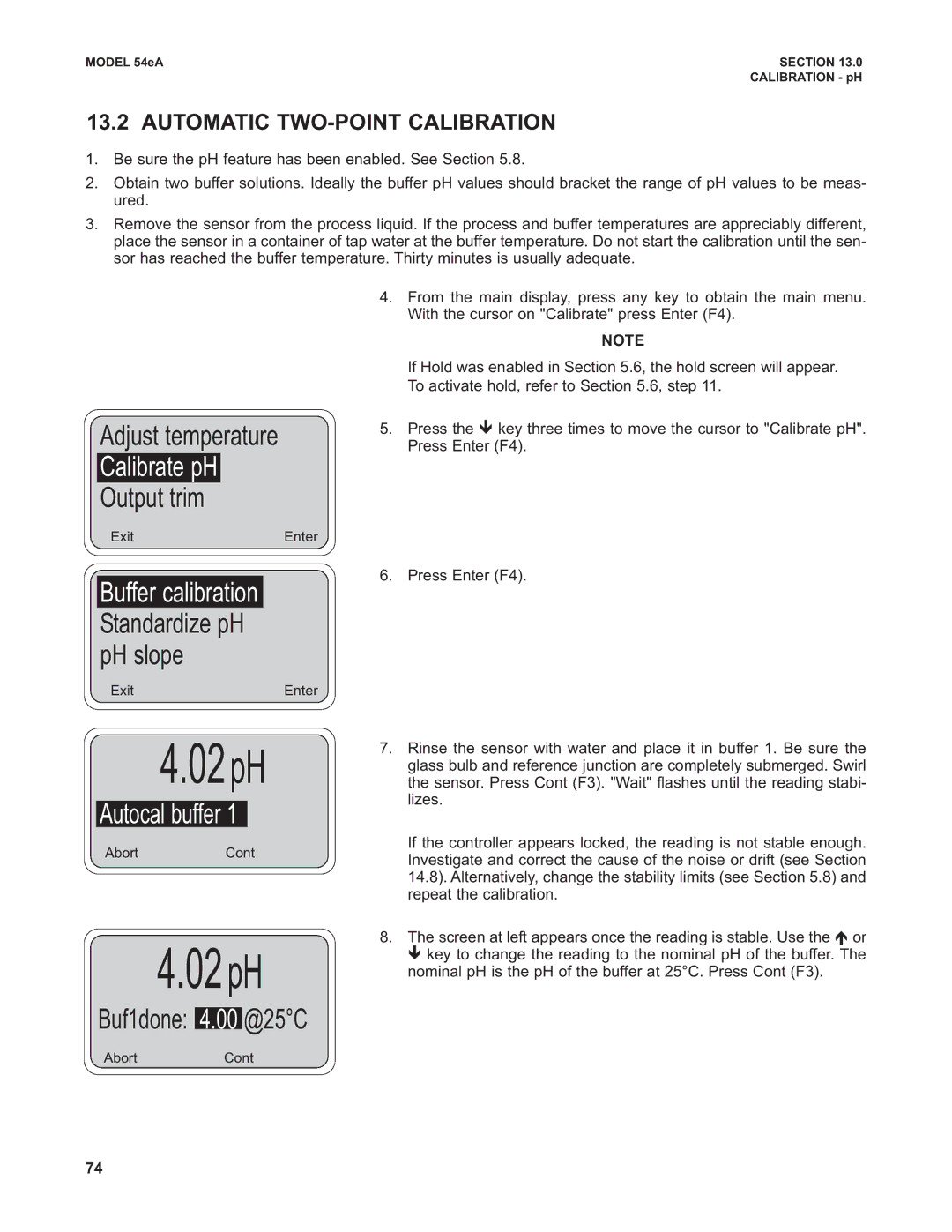 Emerson Process Management 53eA instruction manual Autocal buffer, Automatic TWO-POINT Calibration 