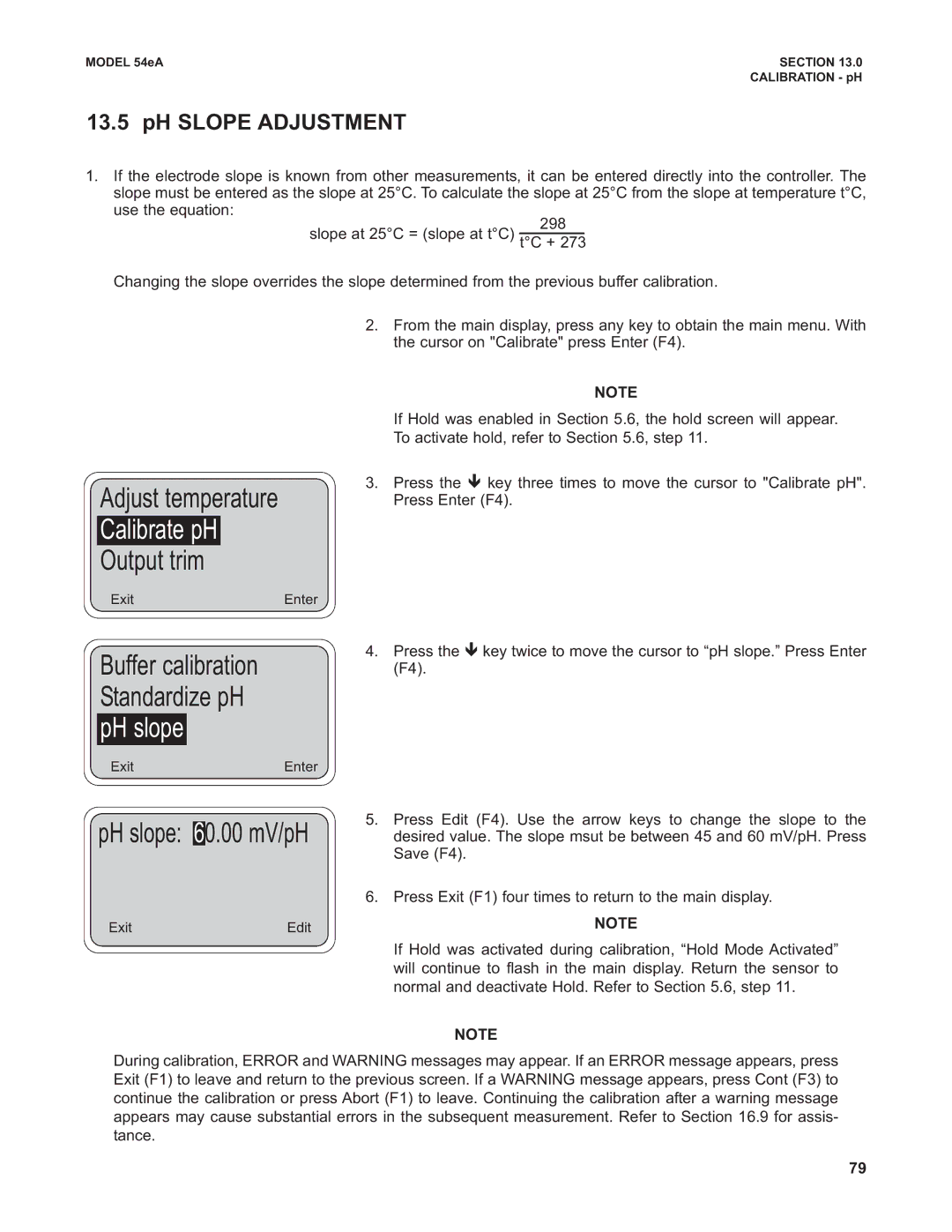 Emerson Process Management 53eA instruction manual PH slope 60.00 mV/pH 