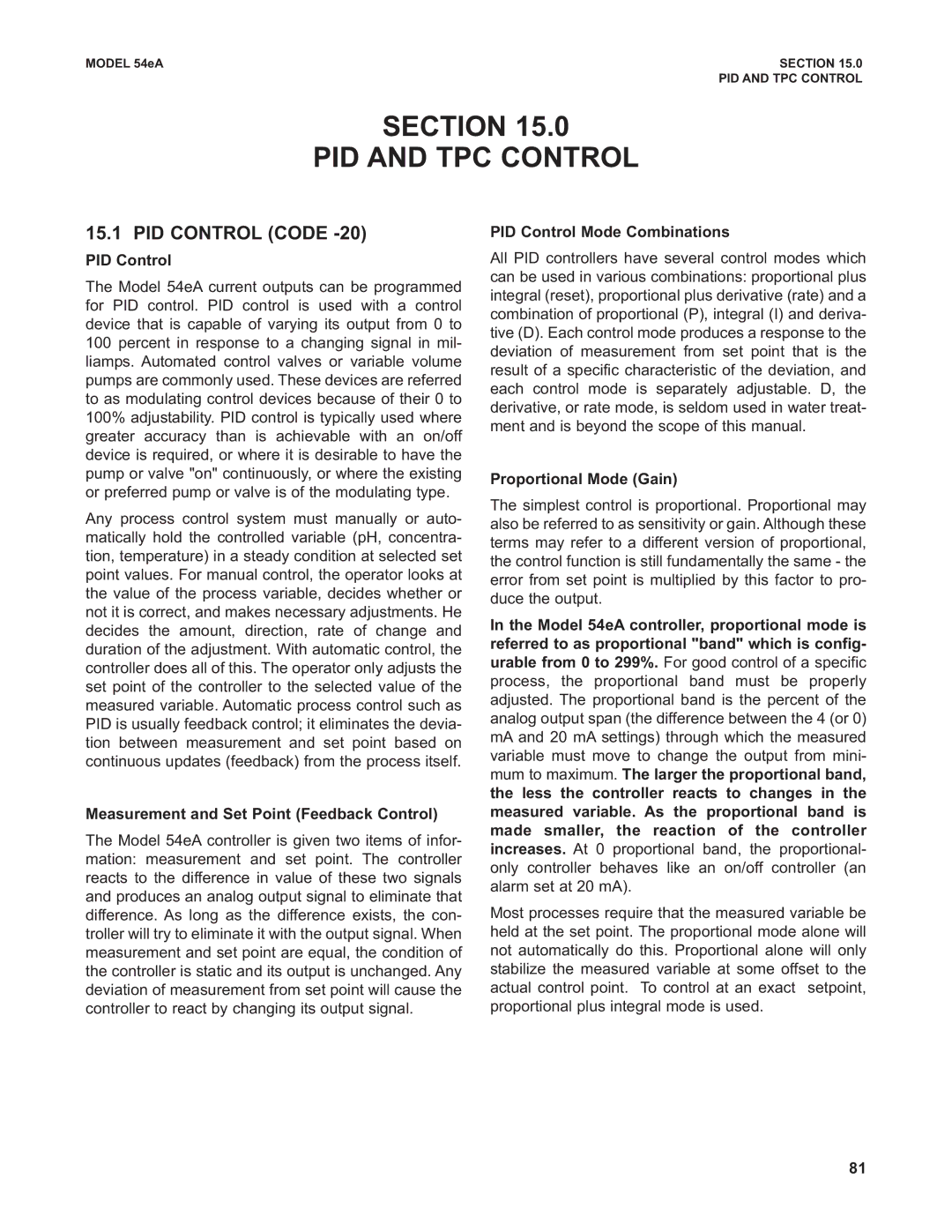 Emerson Process Management 53eA instruction manual Section PID and TPC Control, PID Control Code 