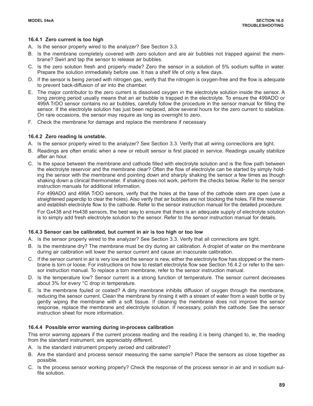 Emerson Process Management 53eA instruction manual Zero current is too high, Zero reading Is unstable 