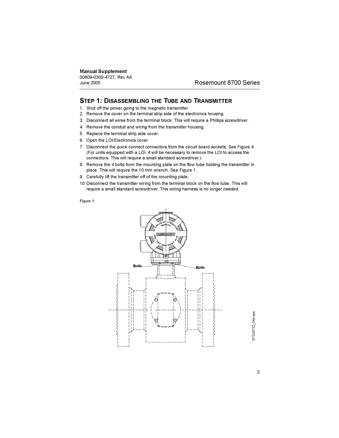 Emerson Process Management 8700 manual Disassembling the Tube and Transmitter 