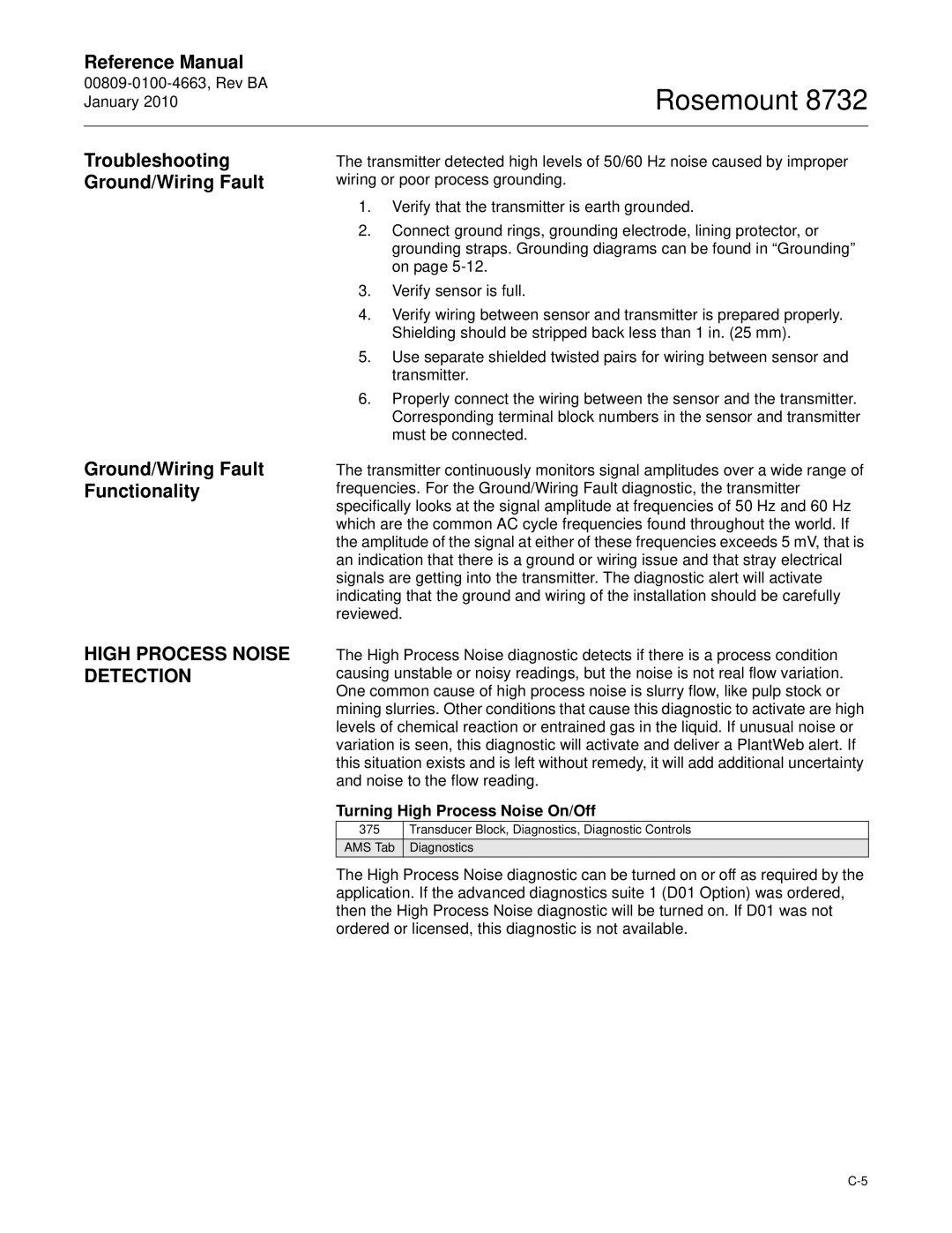 Emerson Process Management 8732 manual High Process Noise Detection, Turning High Process Noise On/Off 