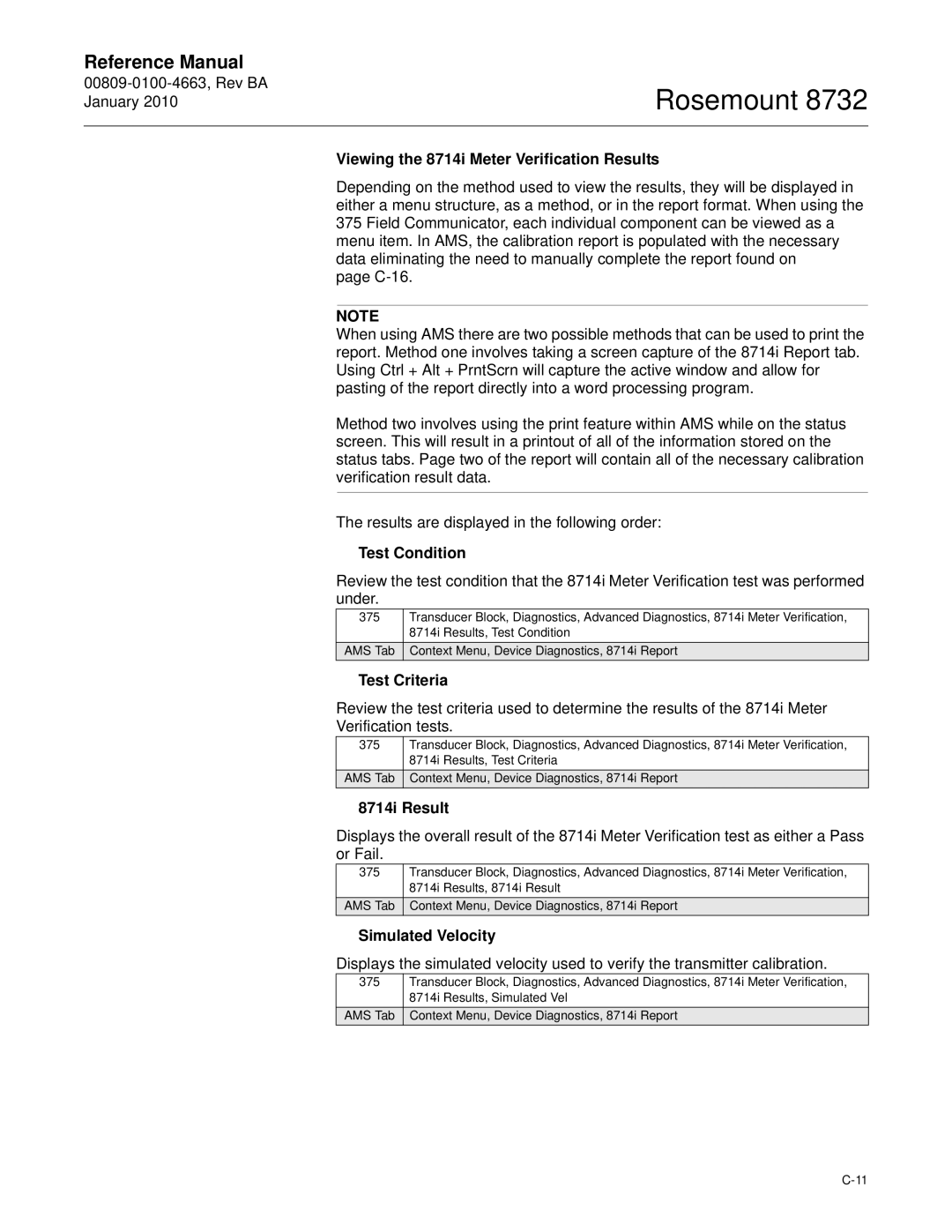 Emerson Process Management 8732 manual Viewing the 8714i Meter Verification Results, Test Condition 